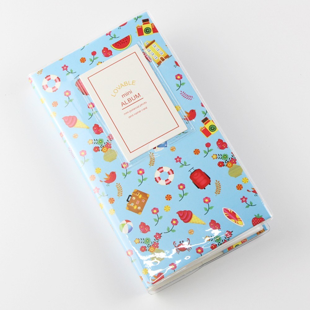 Standard 3in Centerfold Photo Album PVC 84 Pockets Albums Photos Storage Case Memory Souvenir - Baby Blue