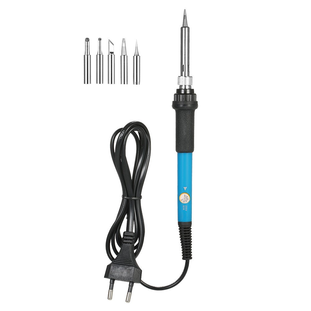 60W Electric Adjustable Temperature Welding Soldering Iron + 5 Replacement Soldering Tips Set - 110V