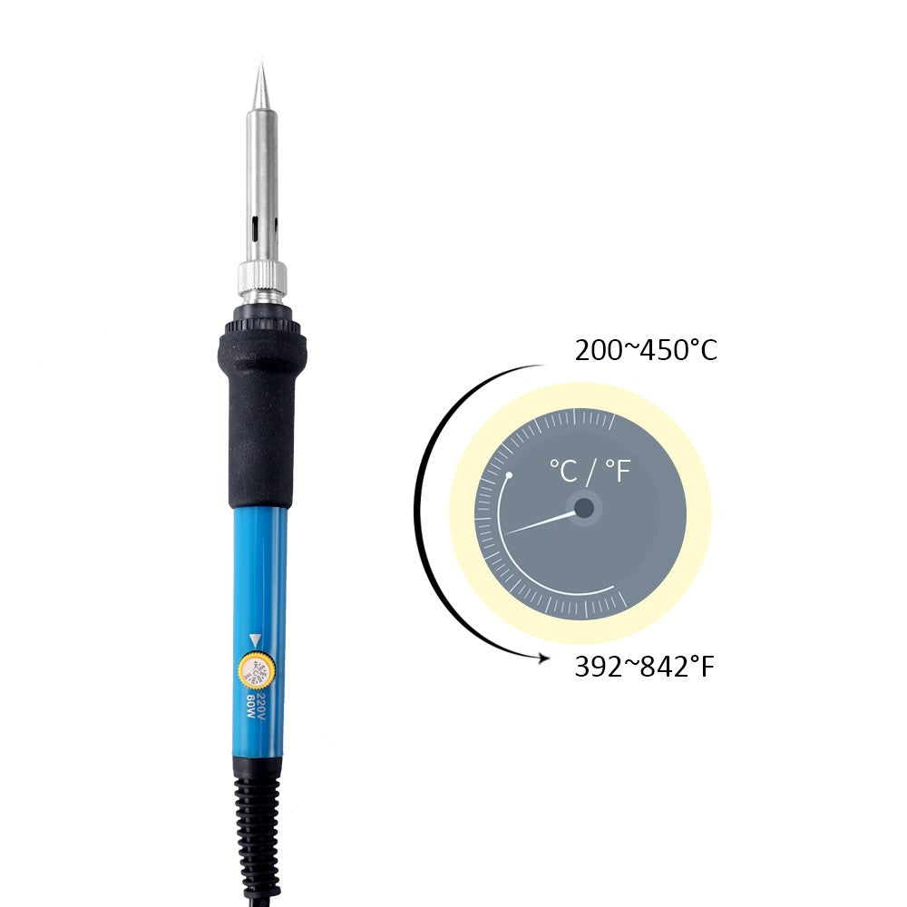 60W Electric Adjustable Temperature Welding Soldering Iron + 5 Replacement Soldering Tips Set - 110V