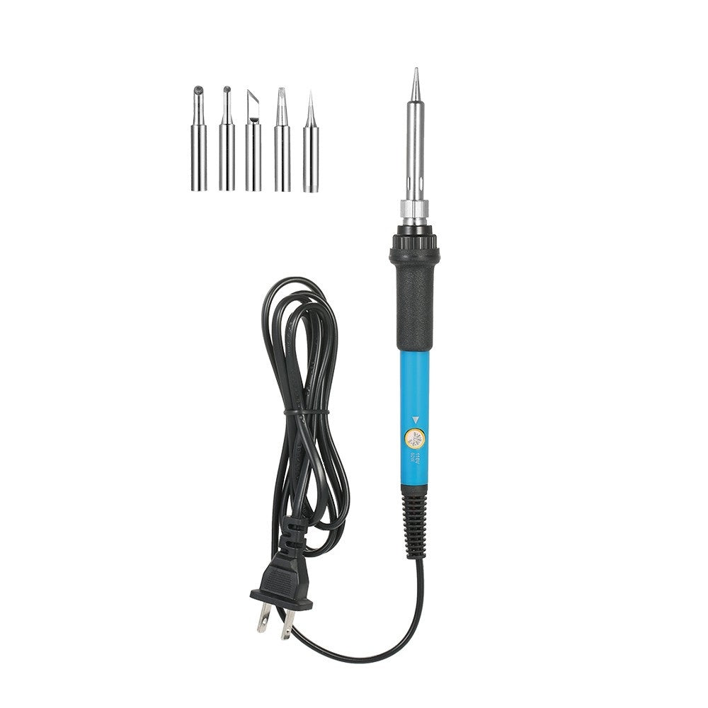 60W Electric Adjustable Temperature Welding Soldering Iron + 5 Replacement Soldering Tips Set - 220V