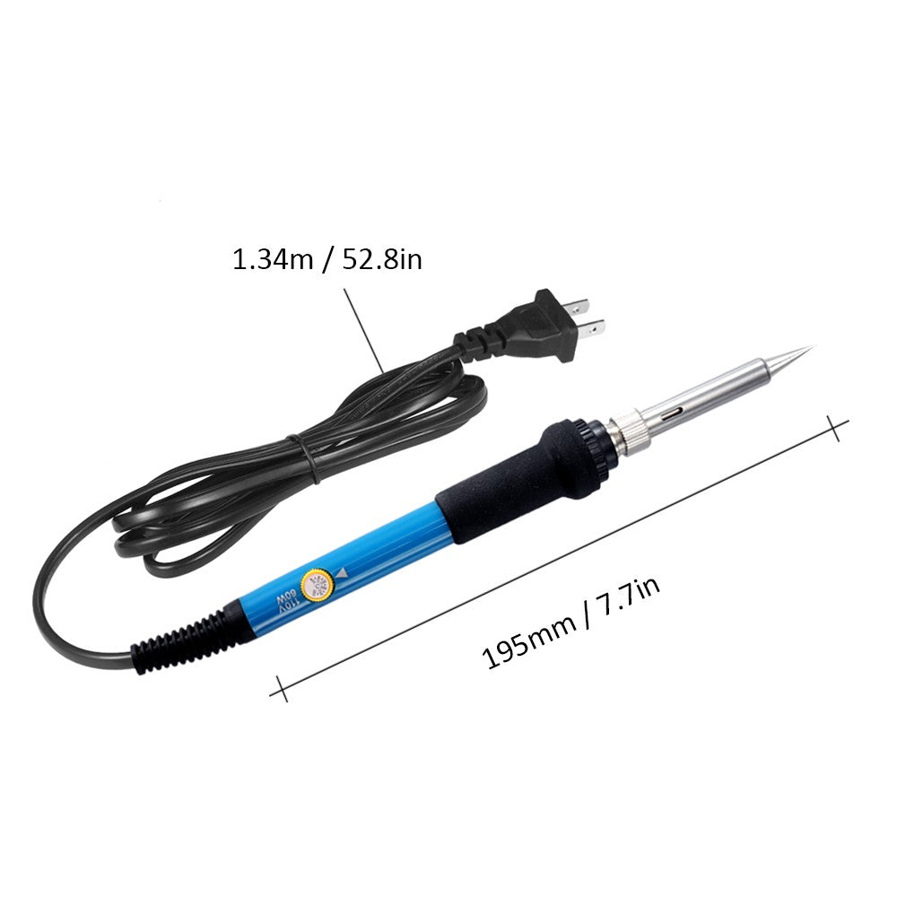 60W Electric Adjustable Temperature Welding Soldering Iron + 5 Replacement Soldering Tips Set - 220V