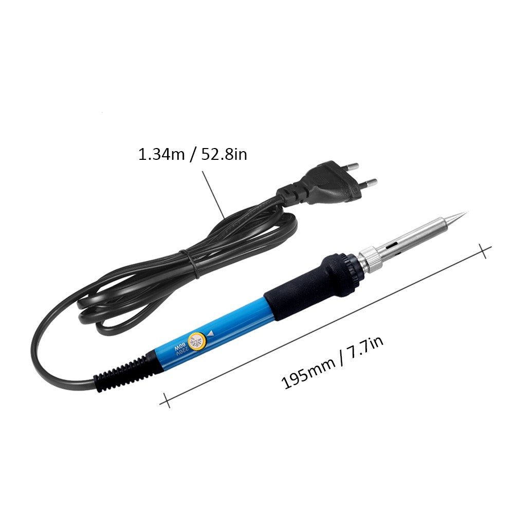 28PCS 60W Electric Adjustable Temperature Welding Soldering Iron Kit Carving Pyrography Tool Soldering Pen Set - EU Plug