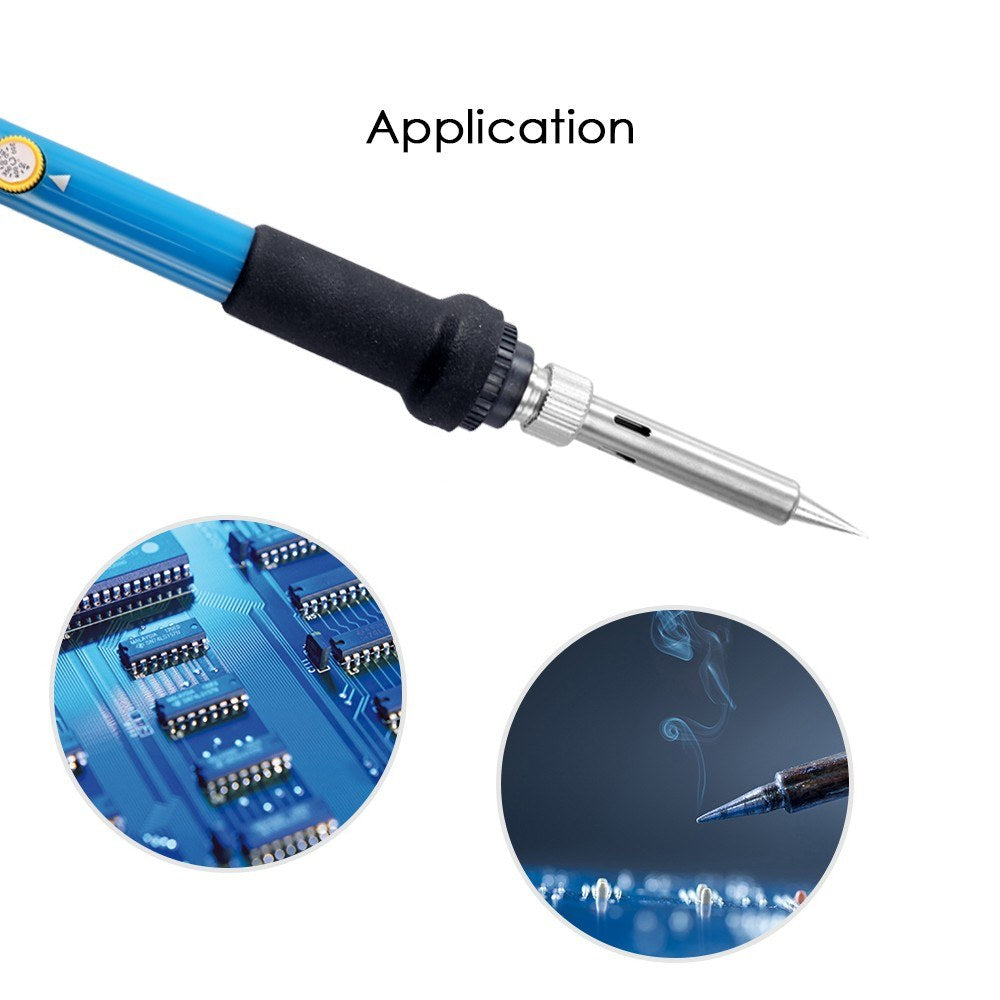 28PCS 60W Electric Adjustable Temperature Welding Soldering Iron Kit Carving Pyrography Tool Soldering Pen Set - EU Plug