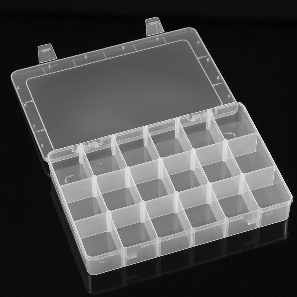 Adjustable Transparent Plastic Dividers 18 Compartment Slot Storage Box Organizer for Small Tools