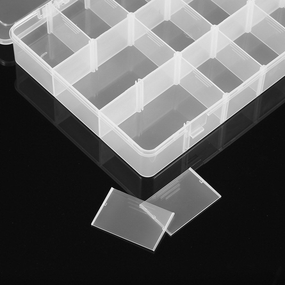 Adjustable Transparent Plastic Dividers 18 Compartment Slot Storage Box Organizer for Small Tools