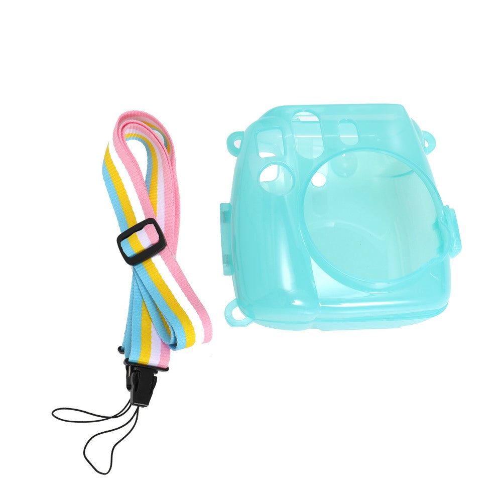 Lovely Fluorescent Camera Silicone Case with Strap for Fujifilm Instax Mini 8 - Light Green