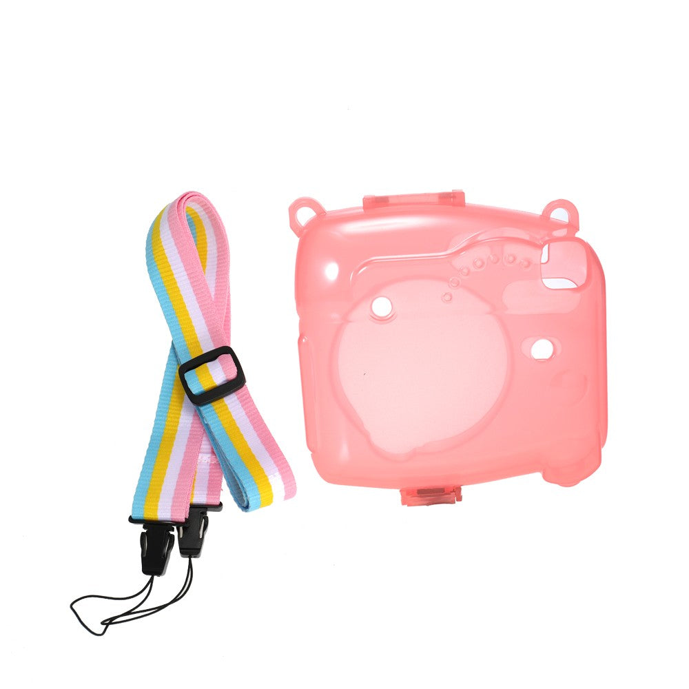Lovely Fluorescent Camera Silicone Case with Strap for Fujifilm Instax Mini 8 - Pink