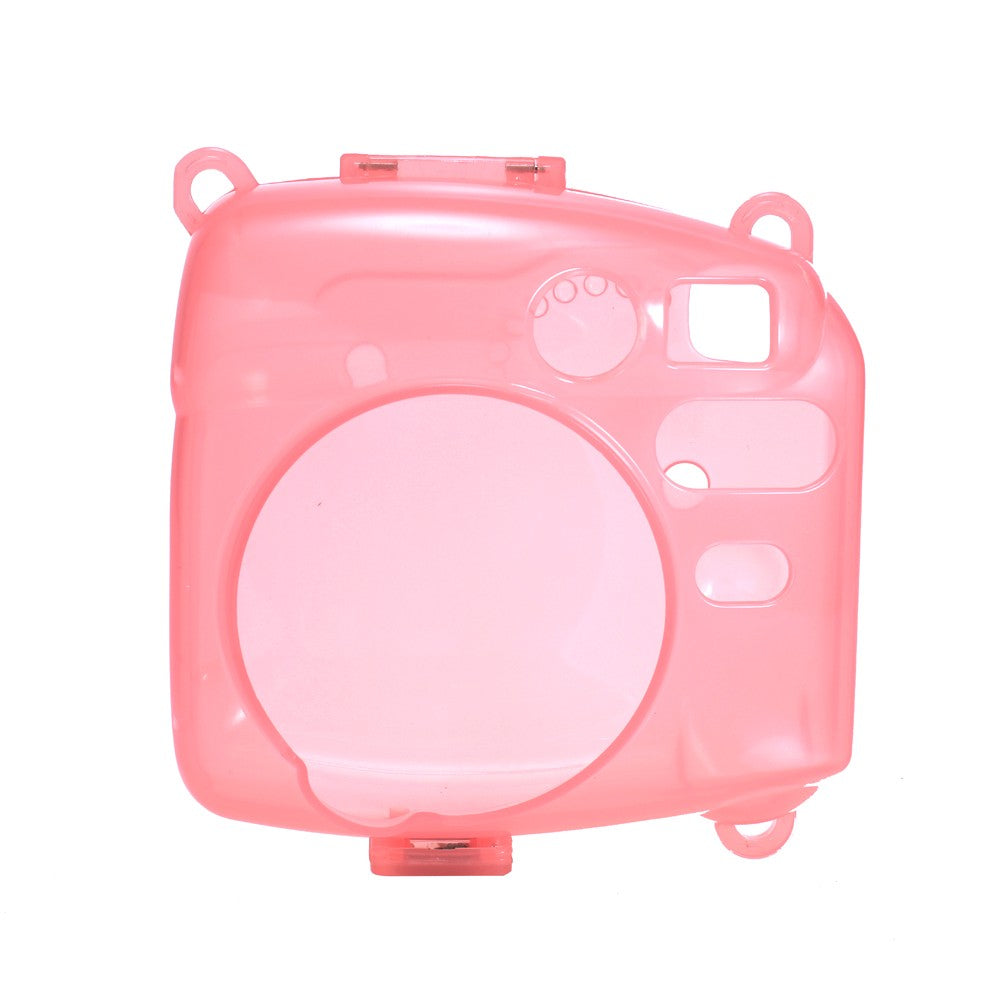 Lovely Fluorescent Camera Silicone Case with Strap for Fujifilm Instax Mini 8 - Pink