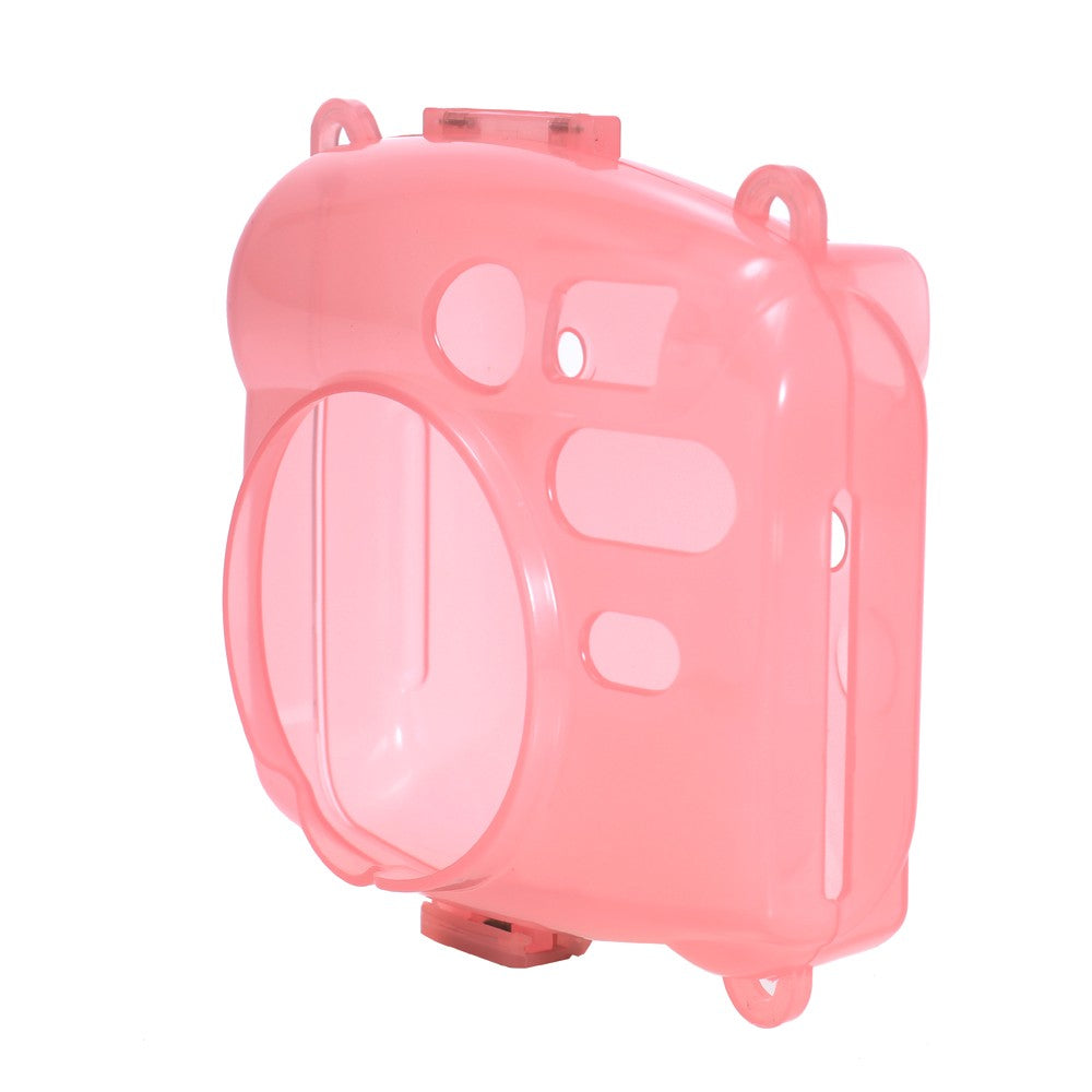 Lovely Fluorescent Camera Silicone Case with Strap for Fujifilm Instax Mini 8 - Pink