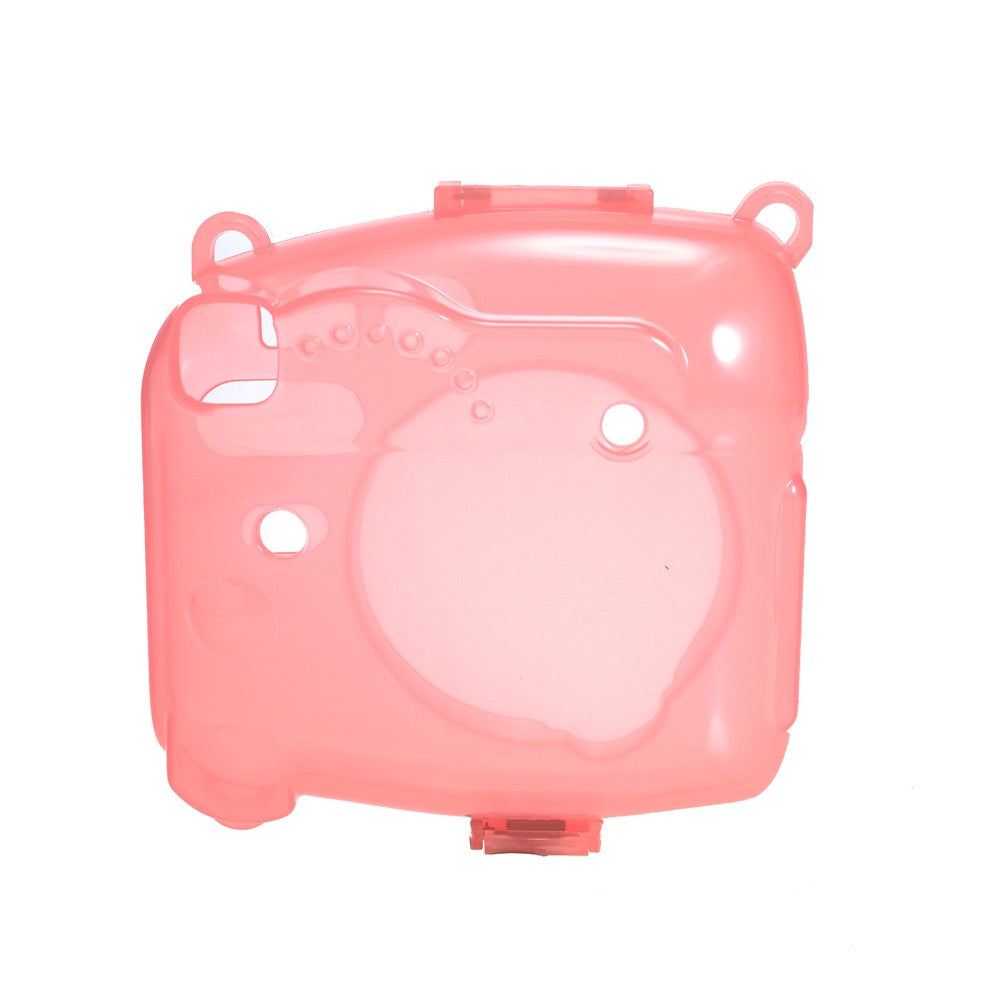 Lovely Fluorescent Camera Silicone Case with Strap for Fujifilm Instax Mini 8 - Pink