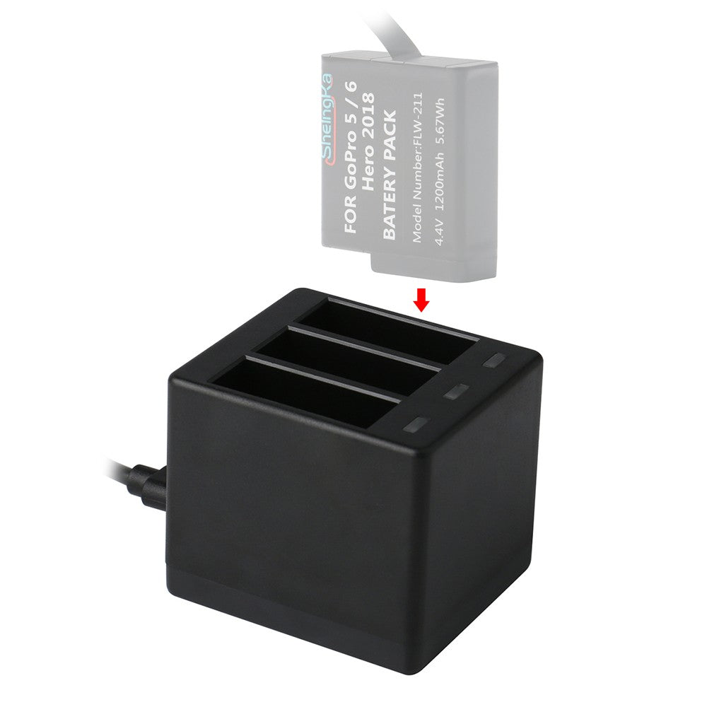3-Channel Action Camera Battery Charger - Black