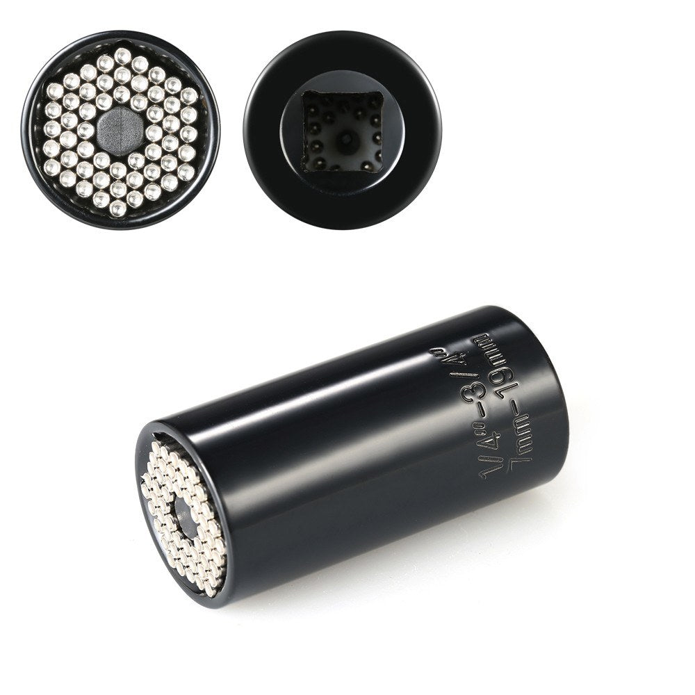 7mm-19mm Universal Multi-functional Socket Metric Wrench Tool - Black