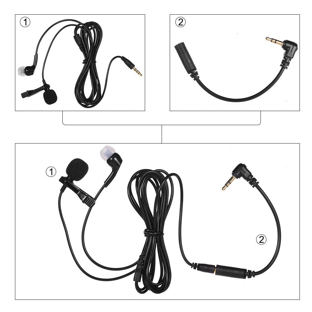 Micro phone 2-In-1 Lavalier Lapel Omnidirectional Clip-on Microphone
