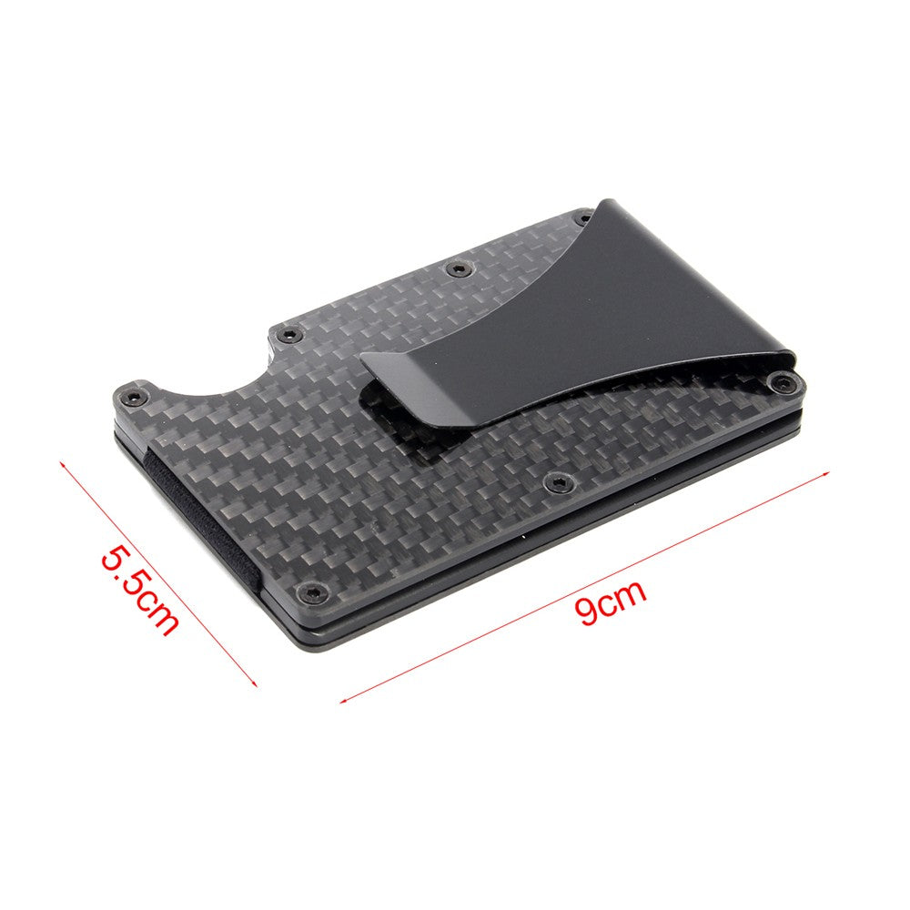 Credit Card Holder Slim Carbon Fiber RFID Blocking Metal Wallet Money Clip Gift