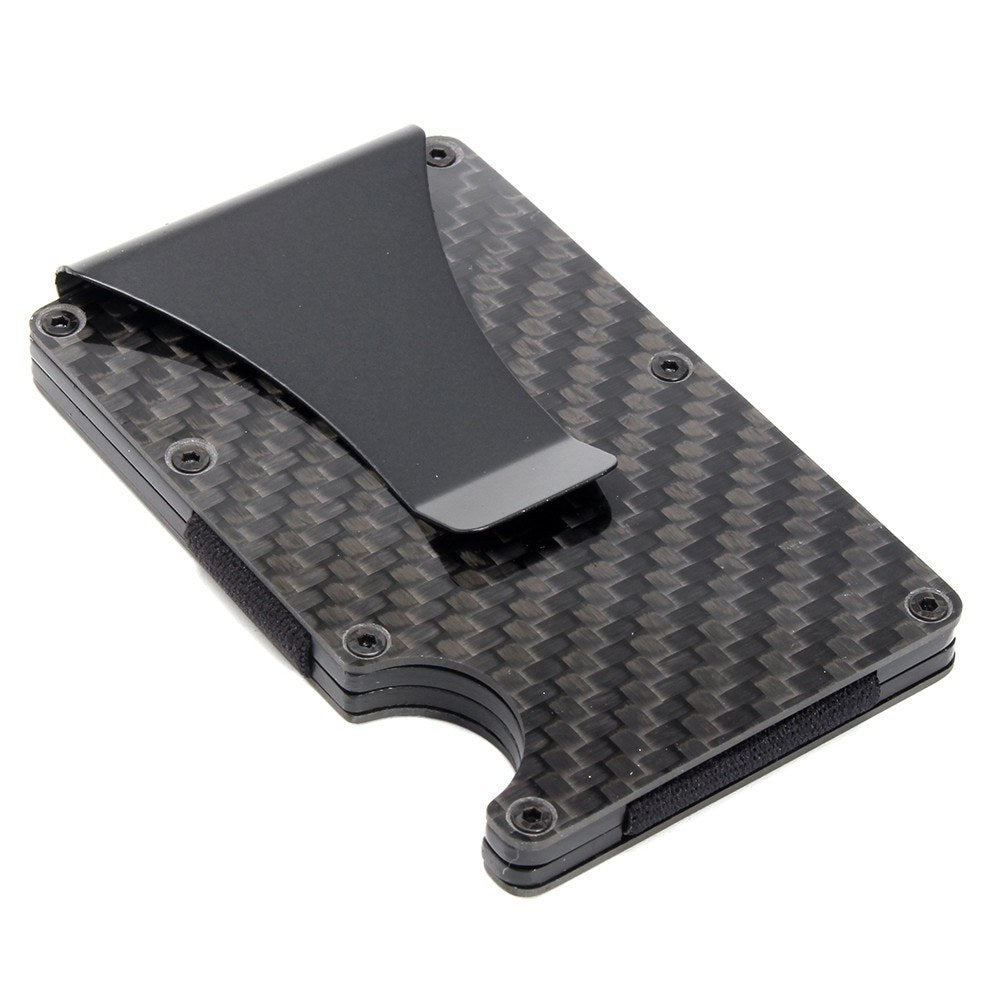 Credit Card Holder Slim Carbon Fiber RFID Blocking Metal Wallet Money Clip Gift