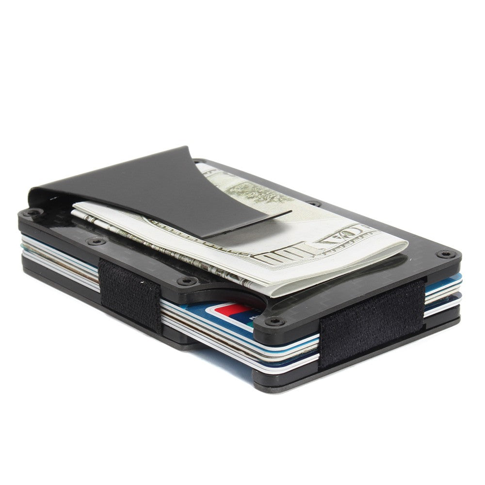 Credit Card Holder Slim Carbon Fiber RFID Blocking Metal Wallet Money Clip Gift