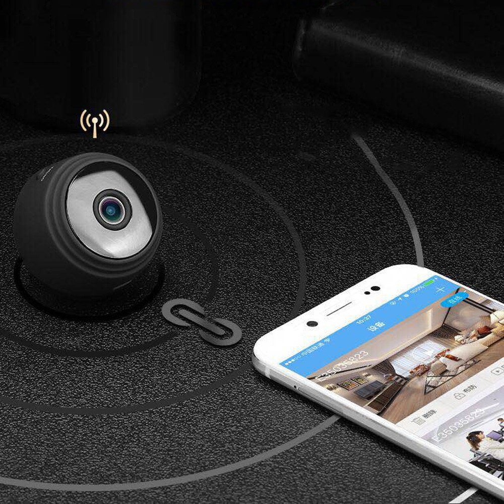 Mini WiFi Camera Portable Metal Case Cameras - Black/EU Plug
