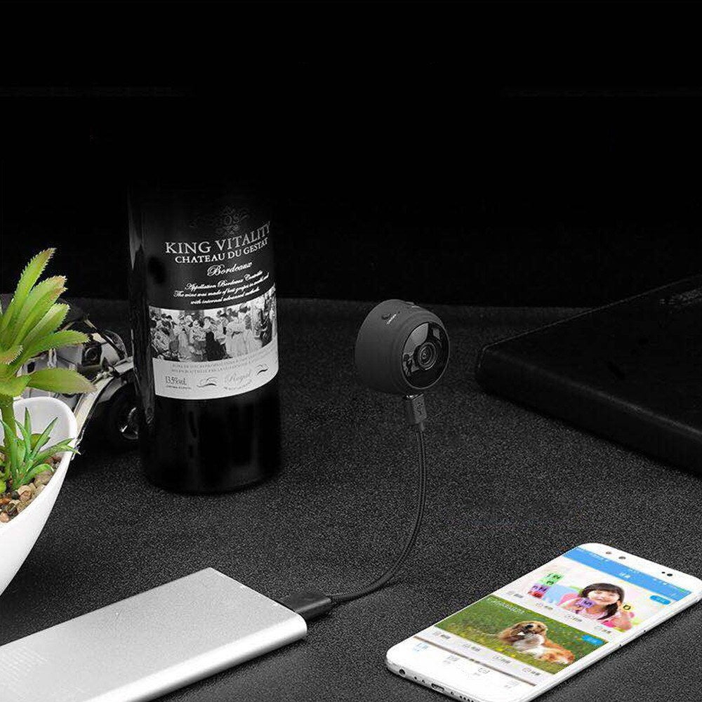 Mini WiFi Camera Portable Metal Case Cameras - Black/EU Plug