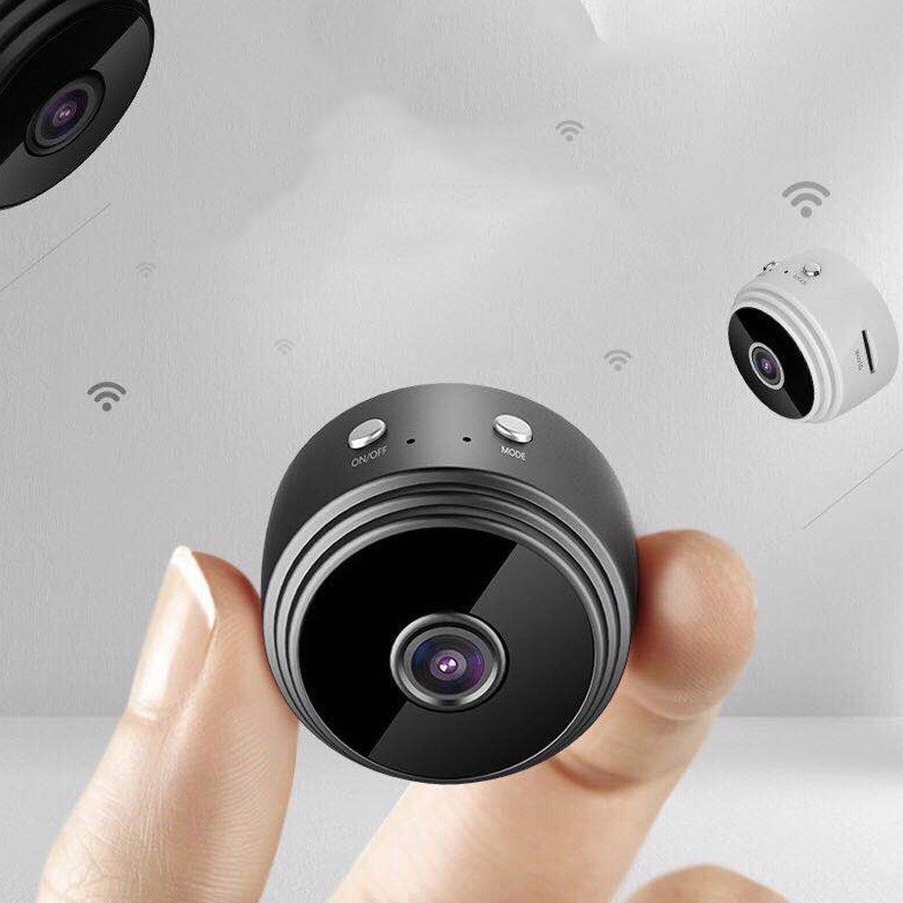 Mini WiFi Camera Portable Metal Case Cameras - White/EU Plug