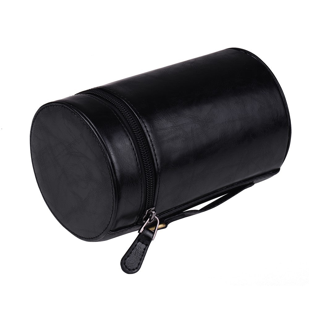 Inner Size 140*85mm For Canon Nikon Sony Fuji Pentax Panasonic DSLR Camera Lens Medium PU Leather Pouch Protective Lens Case Bag Cover - Black