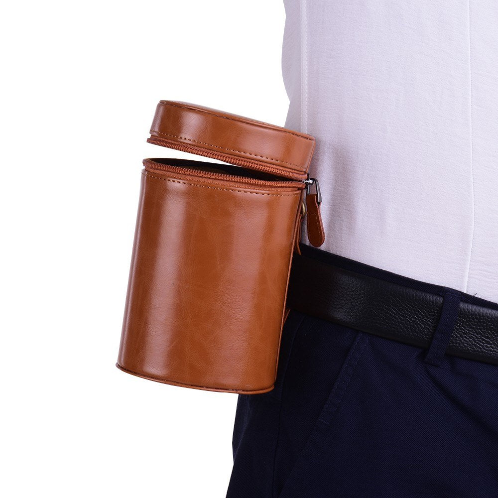 Inner Size 140*85mm For Canon Nikon Sony Fuji Pentax Panasonic DSLR Camera Lens Medium PU Leather Pouch Protective Lens Case Bag Cover - Brown
