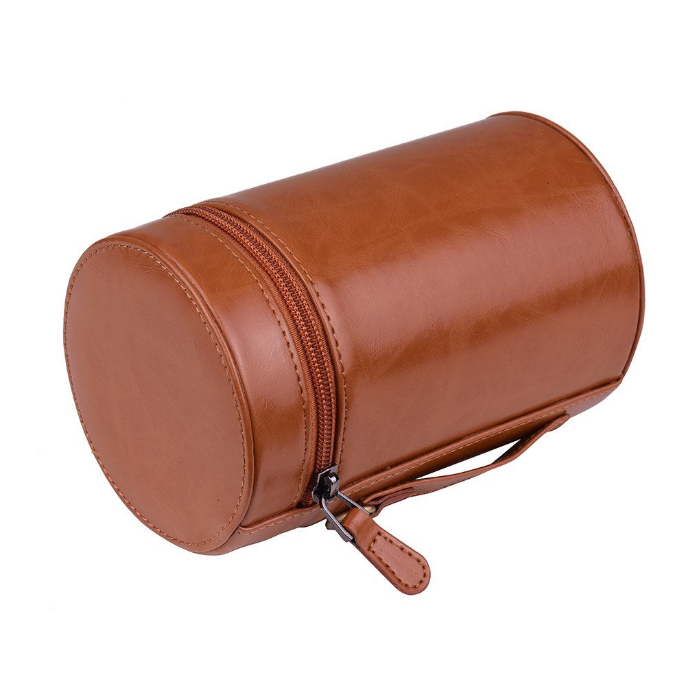 Inner Size 140*85mm For Canon Nikon Sony Fuji Pentax Panasonic DSLR Camera Lens Medium PU Leather Pouch Protective Lens Case Bag Cover - Brown