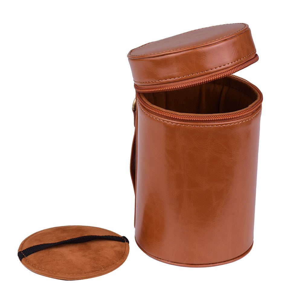 Inner Size 140*85mm For Canon Nikon Sony Fuji Pentax Panasonic DSLR Camera Lens Medium PU Leather Pouch Protective Lens Case Bag Cover - Brown