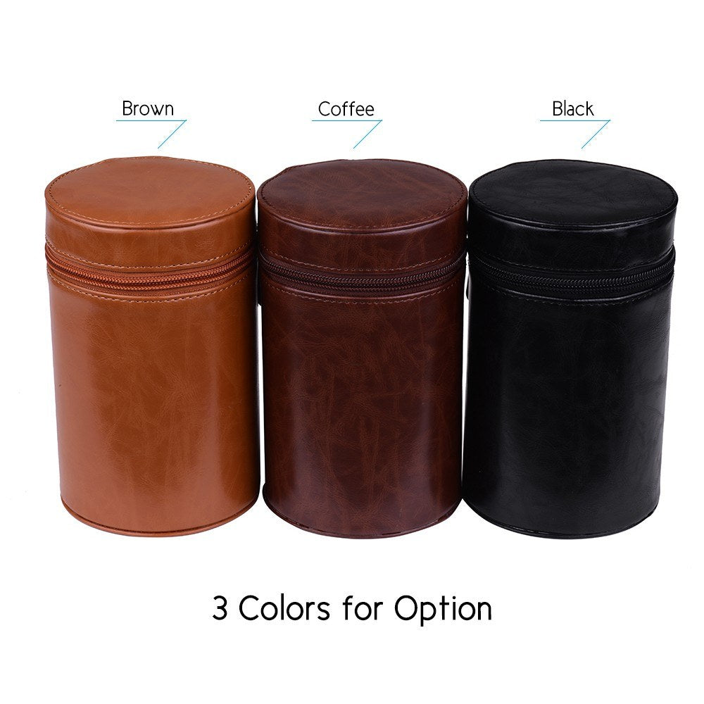 Inner Size 140*85mm For Canon Nikon Sony Fuji Pentax Panasonic DSLR Camera Lens Medium PU Leather Pouch Protective Lens Case Bag Cover - Coffee