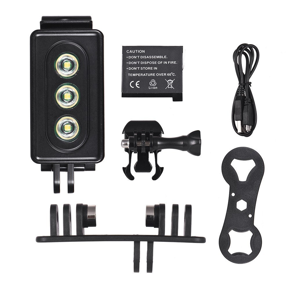 300lm 3 Lighting Modes 30m Camera LED Diving Light Underwater Lamp Waterproof