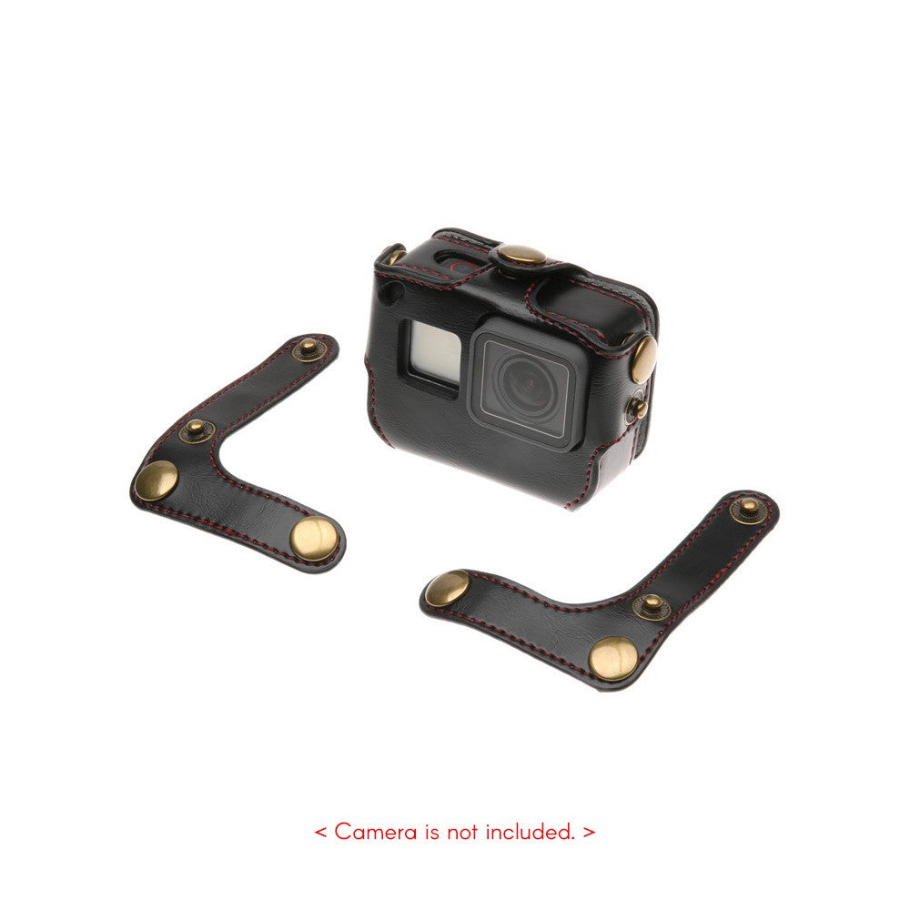 Uniqkart for GoPro Hero 6/5 Action Camera PU Leather Shell Cover Bag Case - Black