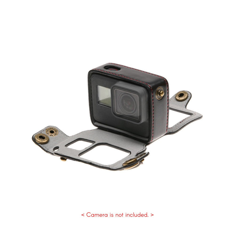 Uniqkart for GoPro Hero 6/5 Action Camera PU Leather Shell Cover Bag Case - Black