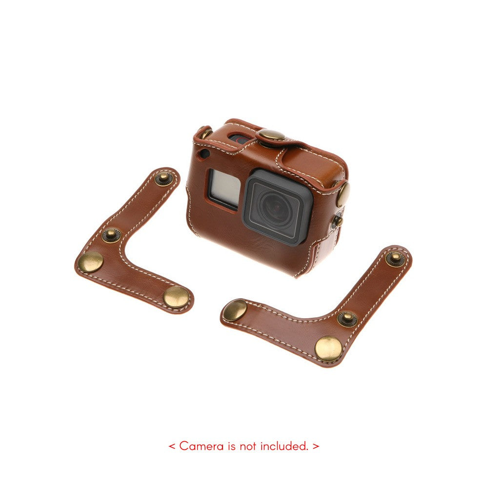 Uniqkart for GoPro Hero 6/5 Action Camera PU Leather Shell Cover Bag Case - Brown