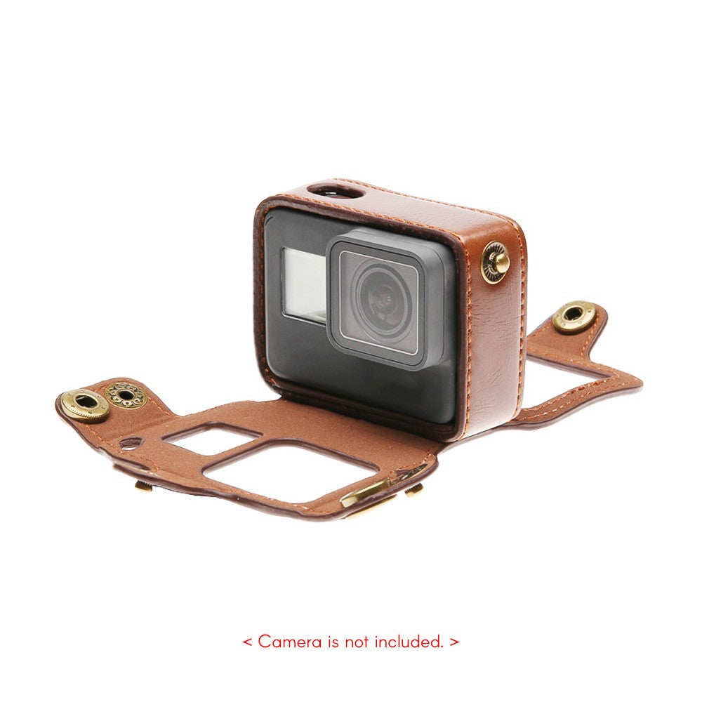 Uniqkart for GoPro Hero 6/5 Action Camera PU Leather Shell Cover Bag Case - Brown