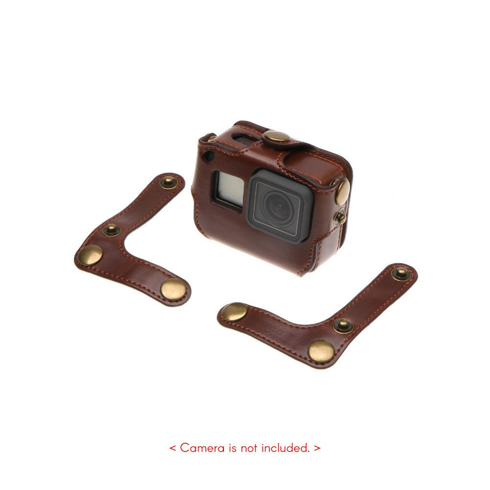 Uniqkart for GoPro Hero 6/5 Action Camera PU Leather Shell Cover Bag Case - Coffee