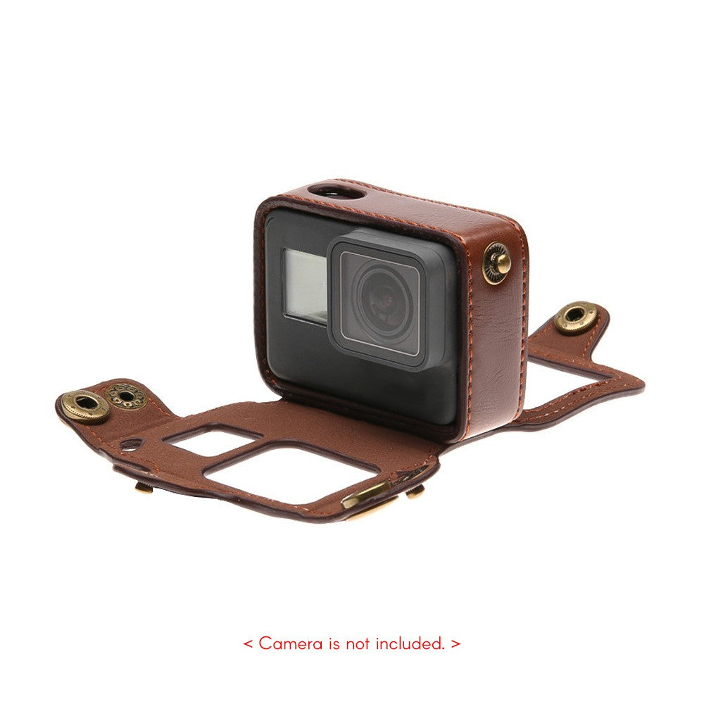 Uniqkart for GoPro Hero 6/5 Action Camera PU Leather Shell Cover Bag Case - Coffee