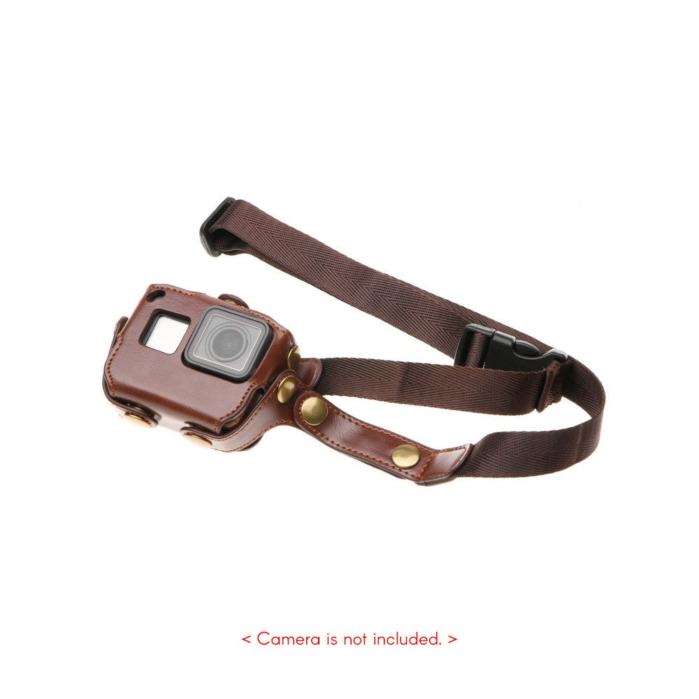 Uniqkart for GoPro Hero 6/5 Action Camera PU Leather Shell Cover Bag Case - Coffee