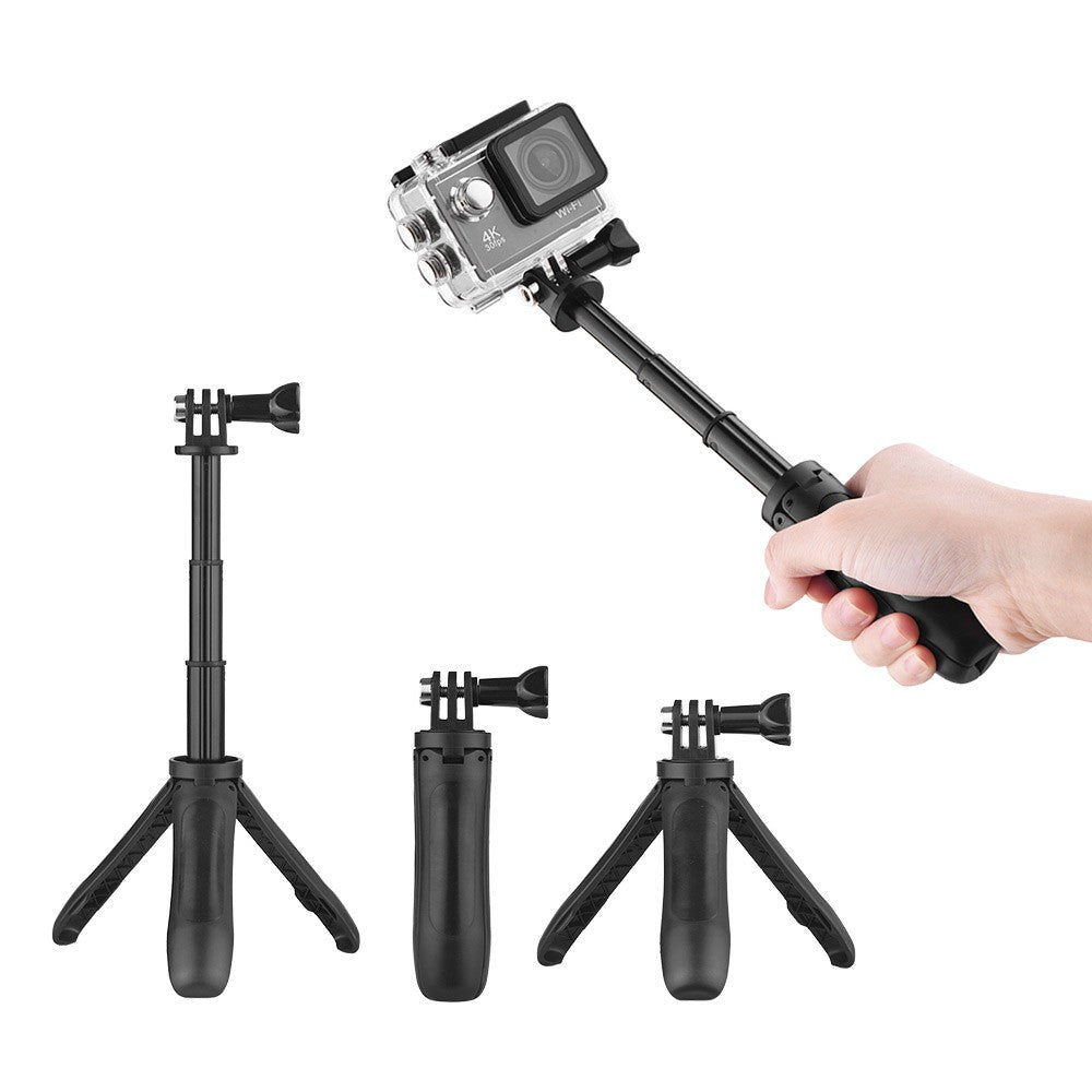 Uniqkart for GoPro Hero Sports Action Camera Tripod Stand Hand Grip Mini Extension Selfie Stick - Black