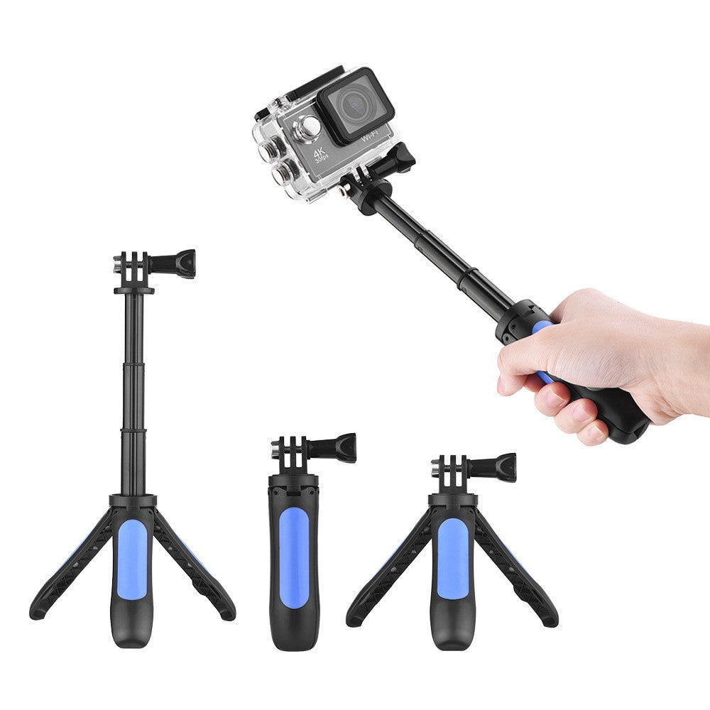 Uniqkart for GoPro Hero Sports Action Camera Tripod Stand Hand Grip Mini Extension Selfie Stick - Blue