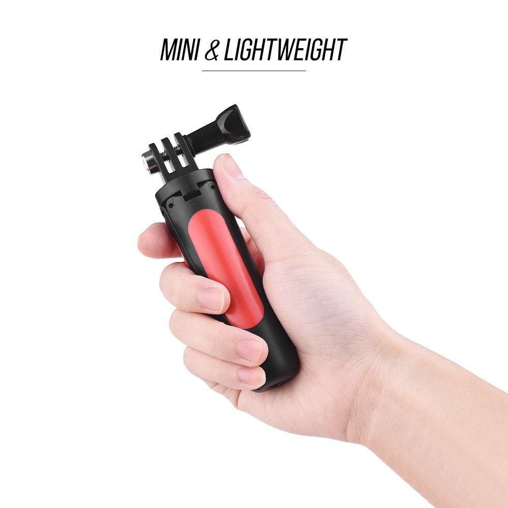 Uniqkart for GoPro Hero Sports Action Camera Tripod Stand Hand Grip Mini Extension Selfie Stick - Red