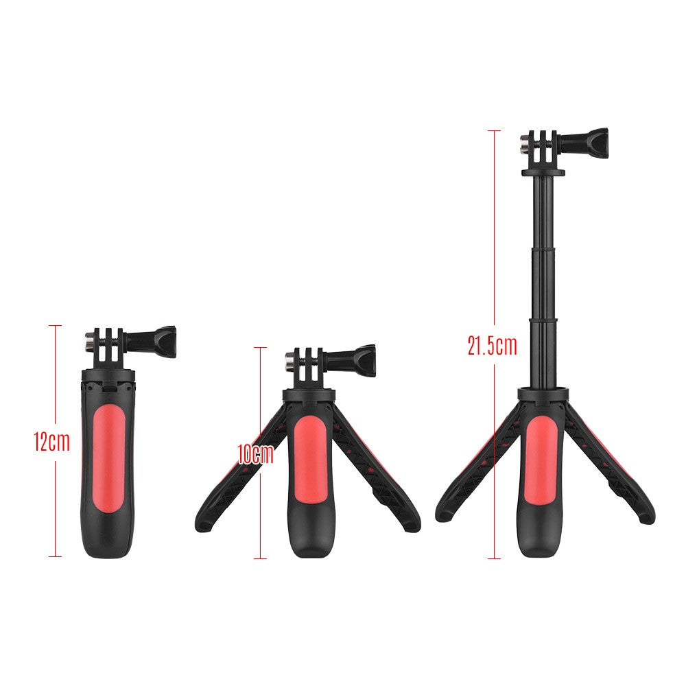 Uniqkart for GoPro Hero Sports Action Camera Tripod Stand Hand Grip Mini Extension Selfie Stick - Red