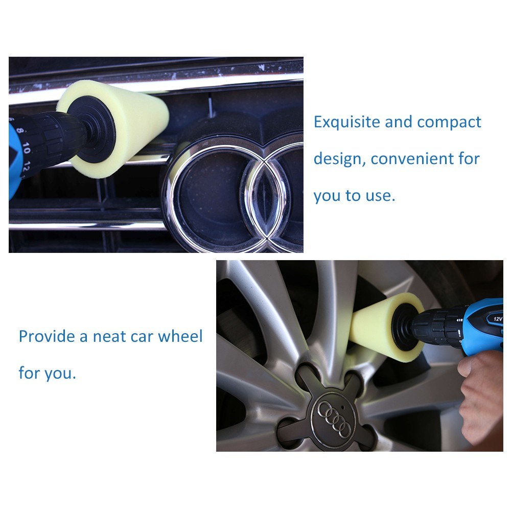 Uniqkart for Car Wheel Hub Tool Car Cleaning Burnishing Foam Shaped Buffing Pads - Blue