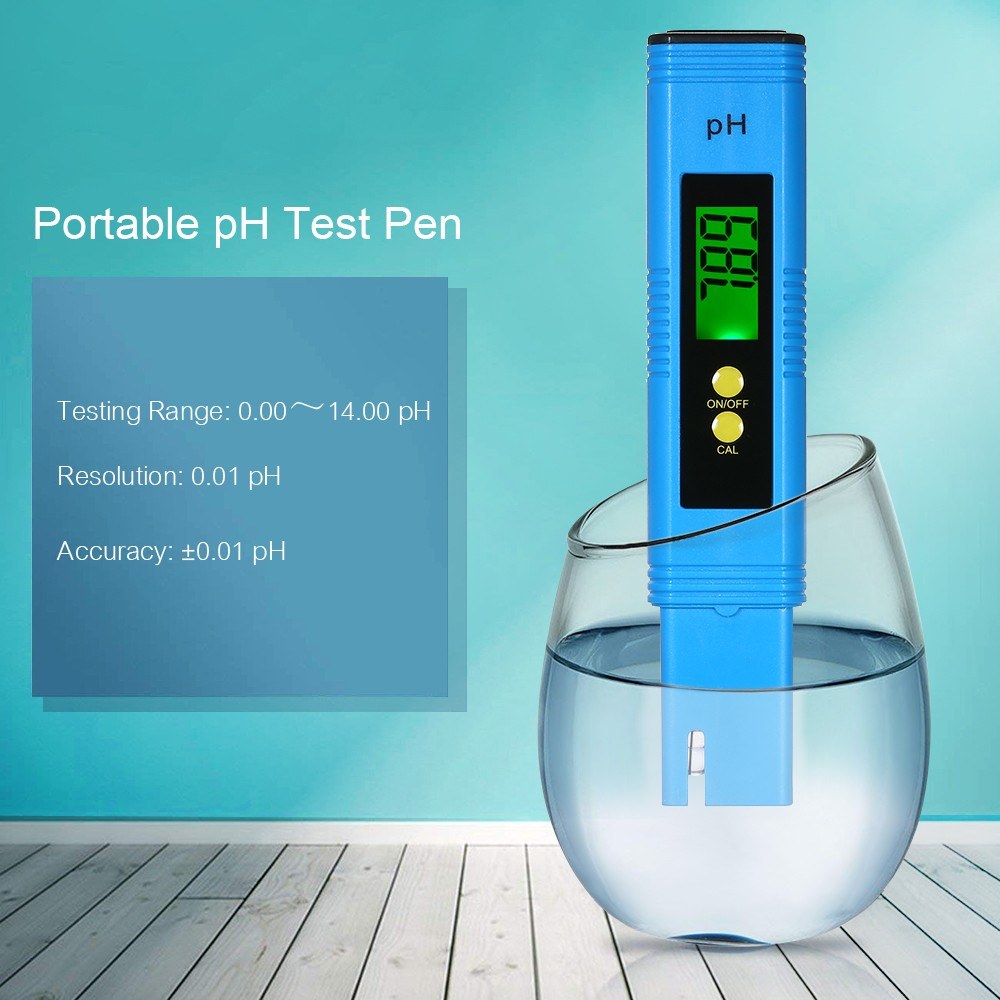 Portable Auto Water Quality Tester Digital LCD pH Meter pH Test Pen - Blue