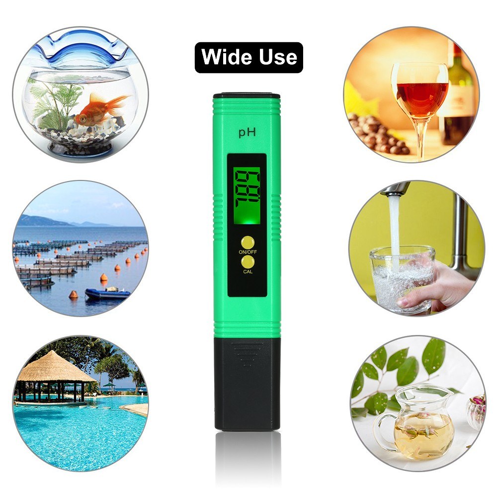Portable Auto Water Quality Tester Digital LCD pH Meter pH Test Pen - Green