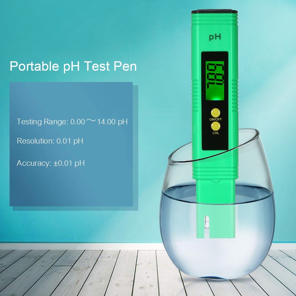 Portable Auto Water Quality Tester Digital LCD pH Meter pH Test Pen - Green