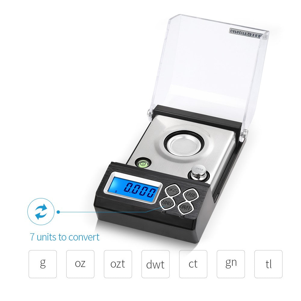 High Precision Digital Milligram Scale Electronic Balance Powder Scale Gold Jewelry Carat Scale - 20g/0.001g