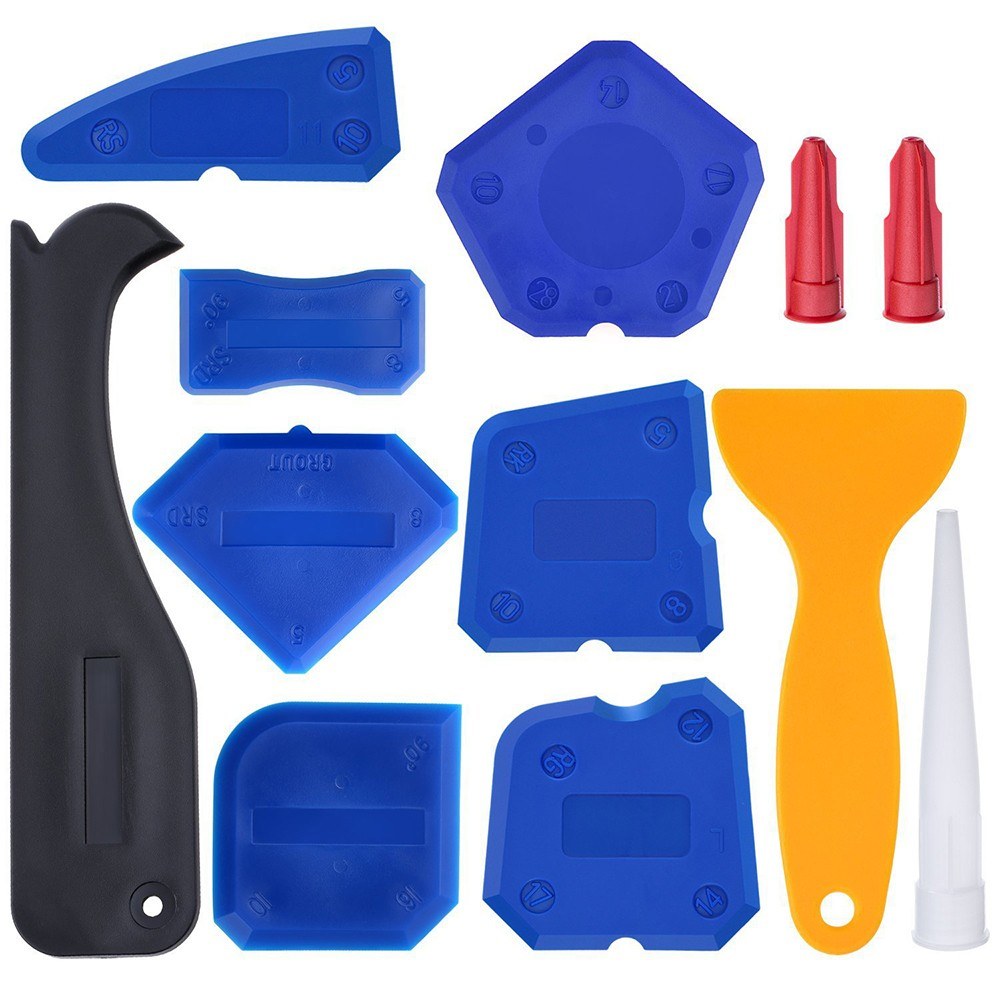 12 Pieces Caulking Tool Kit Silicone Sealant Finishing Tool - Blue