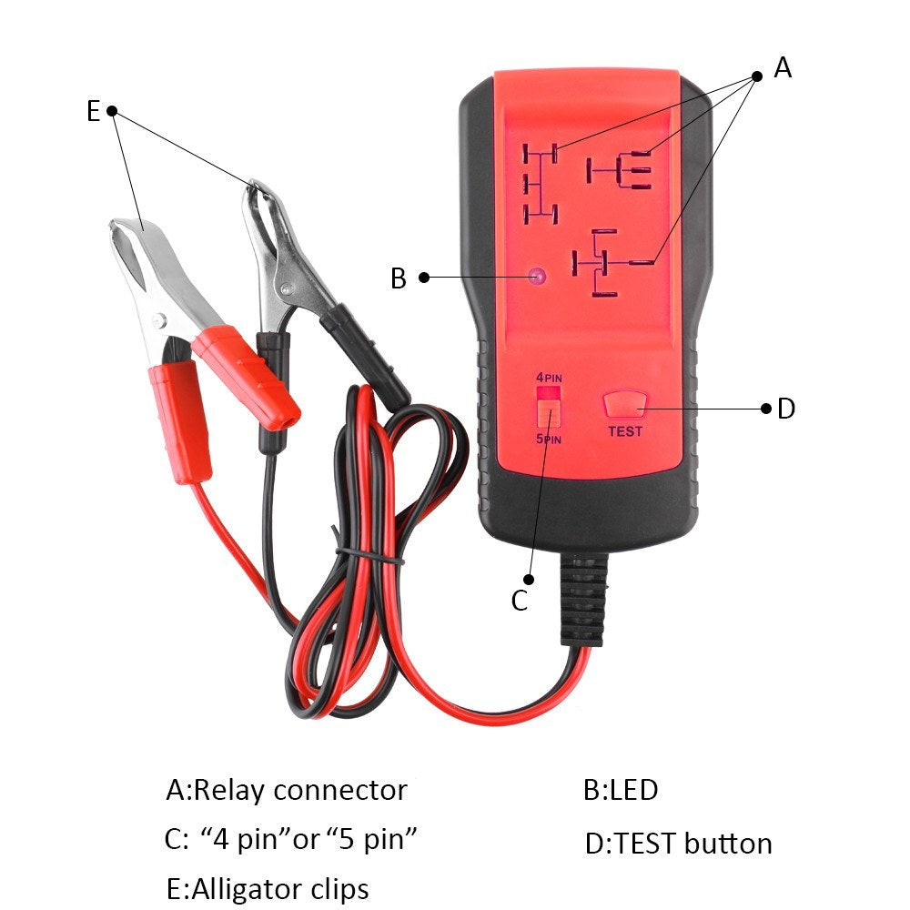 Universal 12V Automotive Relay Tester Relay Car Battery Detector Tool - Yellow