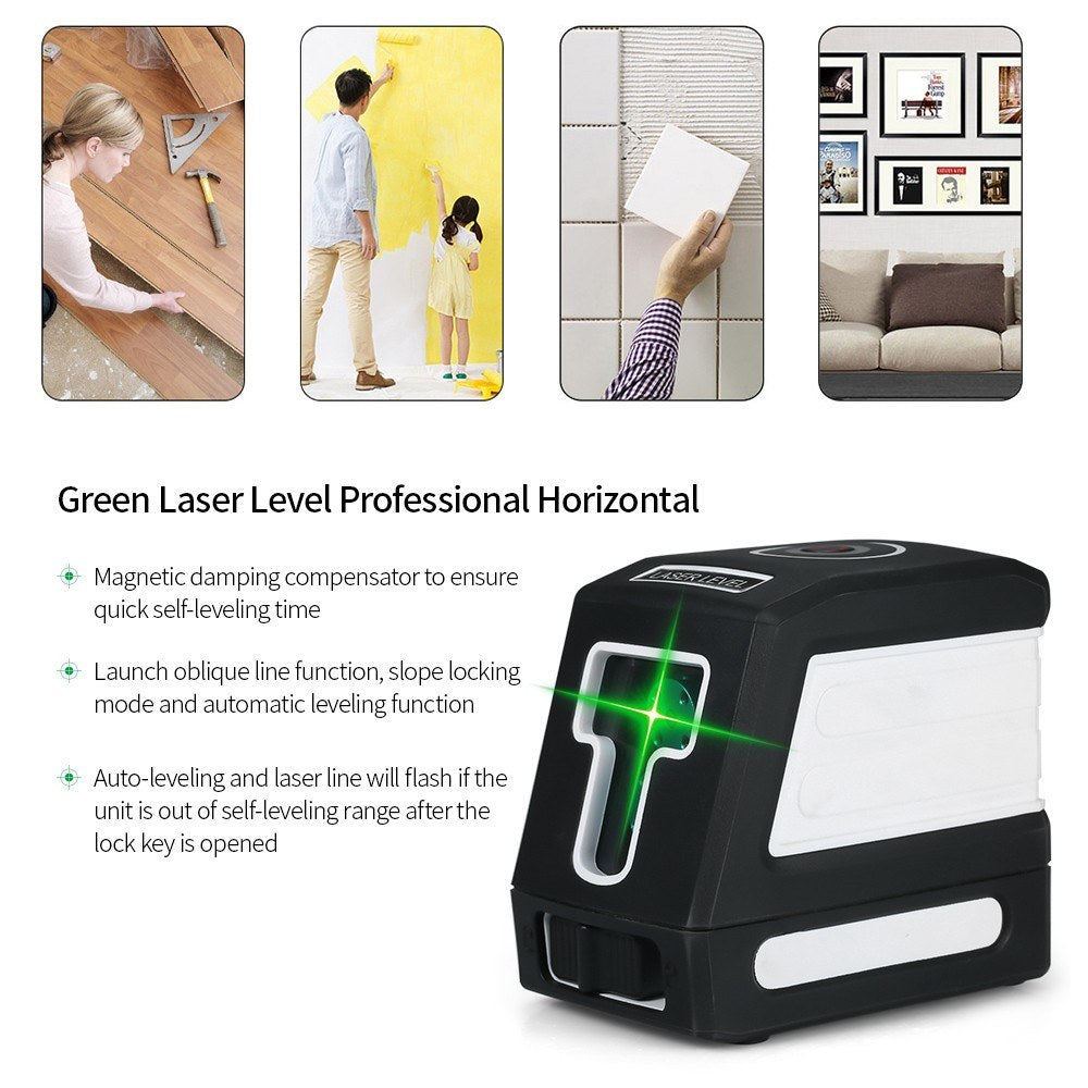 Self-Leveling 2 Lines Laser Level Cross Line Leveling Laser Level Kit - Without Bracket