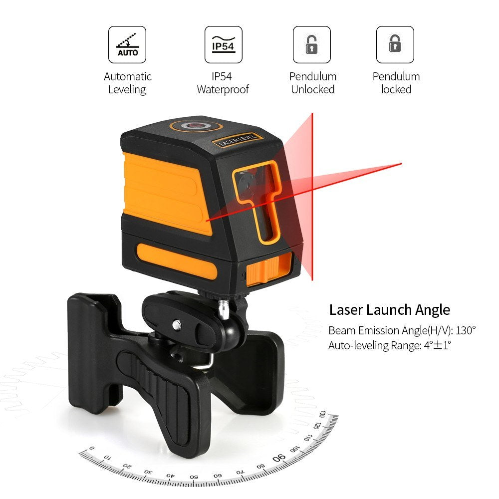 Laser Level Professional Cross Line Leveling with Selectable Laser Lines and Vertical Beam Spread - With Bracket