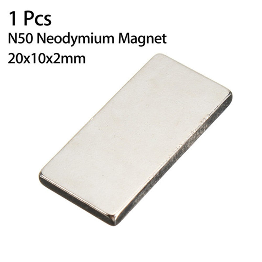 N50 10Pcs Neodymium Block Magnet 20x10x2mm Silver Super Strong Magnets - 10Pcs